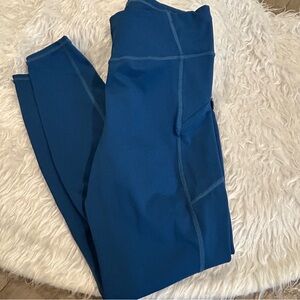 Athleta Leggings Teal Zipper Pockets Non See Through Great Condition Size Medium